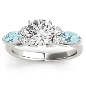 Aquamarine Marquise Accented Engagement Ring 14k White Gold .66ct - All