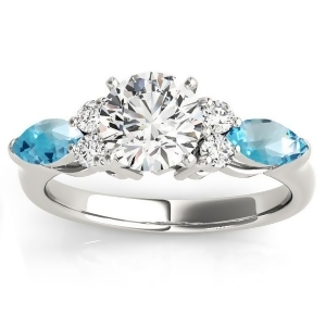 Blue Topaz Marquise Accented Engagement Ring 14k White Gold .66ct - All