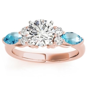 Blue Topaz Marquise Accented Engagement Ring 14k Rose Gold .66ct - All