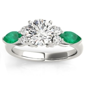 Emerald Marquise Accented Engagement Ring 14k White Gold .66ct - All