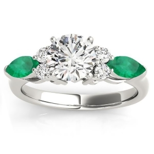 Emerald Marquise Accented Engagement Ring 18k White Gold .66ct - All