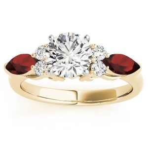 Garnet Marquise Accented Engagement Ring 14k Yellow Gold .66ct - All