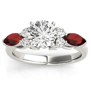 Garnet Marquise Accented Engagement Ring 18k White Gold .66ct - All