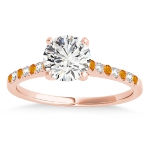 Diamond and Citrine Single Row Engagement Ring 18k Rose Gold 0.11ct - All