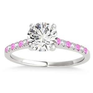 Diamond and Pink Sapphire Single Row Engagement Ring Platinum 0.11ct - All