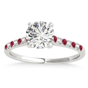 Diamond and Ruby Single Row Engagement Ring 18k White Gold 0.11ct - All