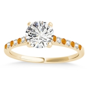 Diamond and Citrine Single Row Engagement Ring 18k Yellow Gold 0.11ct - All