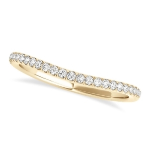 Diamond Curved Prong Wedding Band 14k Yellow Gold 0.10ct - All