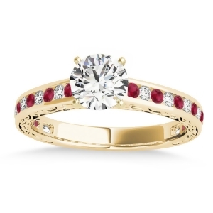 Ruby and Diamond Channel Set Engagement Ring 14k Yellow Gold 0.42ct - All