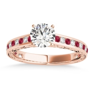 Ruby and Diamond Channel Set Engagement Ring 18k Rose Gold 0.42ct - All