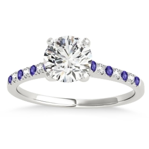 Diamond and Tanzanite Single Row Engagement Ring 14k White Gold 0.11ct - All