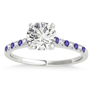 Diamond and Tanzanite Single Row Engagement Ring 18k White Gold 0.11ct - All