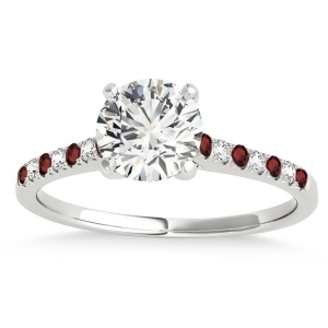 Diamond and Garnet Single Row Engagement Ring Platinum 0.11ct - All
