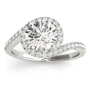 Diamond Halo Accented Engagement Ring Setting 18k White Gold 0.26ct - All