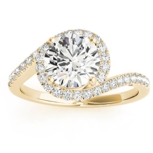 Diamond Halo Accented Engagement Ring Setting 18k Yellow Gold 0.26ct - All