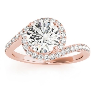 Diamond Halo Accented Engagement Ring Setting 18k Rose Gold 0.26ct - All