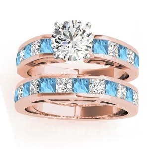 Diamond and Blue Topaz Accented Bridal Set 18k Rose Gold 2.20ct - All