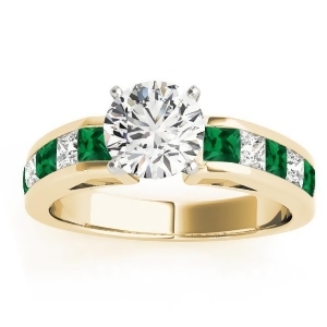 Diamond and Emerald Accented Engagement Ring 14k Yellow Gold 1.00ct - All