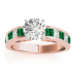 Diamond and Emerald Accented Engagement Ring 14k Rose Gold 1.00ct - All