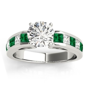 Diamond and Emerald Accented Engagement Ring 18k White Gold 1.00ct - All