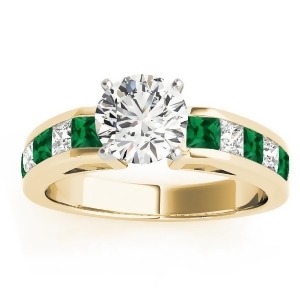 Diamond and Emerald Accented Engagement Ring 18k Yellow Gold 1.00ct - All