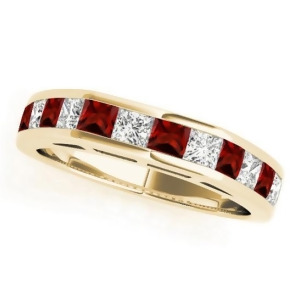 Diamond and Garnet Accented Wedding Band 14k Yellow Gold 1.20ct - All