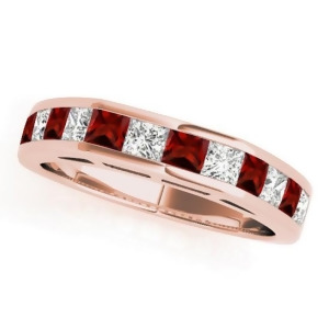 Diamond and Garnet Accented Wedding Band 14k Rose Gold 1.20ct - All