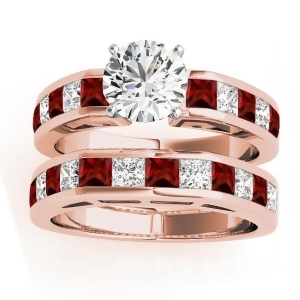 Diamond and Garnet Accented Bridal Set 14k Rose Gold 2.20ct - All