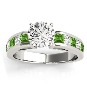 Diamond and Peridot Accented Engagement Ring 14k White Gold 1.00ct - All