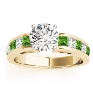 Diamond and Peridot Accented Engagement Ring 14k Yellow Gold 1.00ct - All