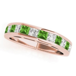 Diamond and Peridot Accented Wedding Band 14k Rose Gold 1.20ct - All