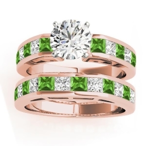 Diamond and Peridot Accented Bridal Set 14k Rose Gold 2.20ct - All