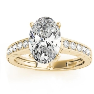 Diamond Accented Oval Engagement Ring Setting 14k Yellow Gold 0.10ct - All