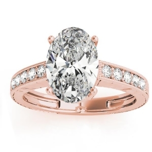 Diamond Accented Oval Engagement Ring Setting 14k Rose Gold 0.10ct - All