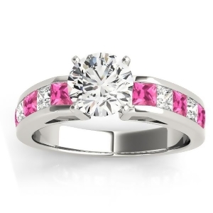 Diamond and Pink Sapphire Accents Engagement Ring 14k White Gold 1.00ct - All