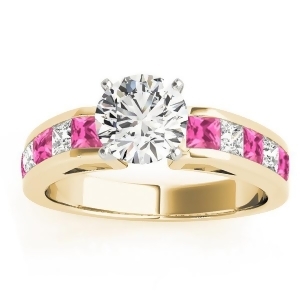 Diamond and Pink Sapphire Accents Engagement Ring 14k Yellow Gold 1.00ct - All