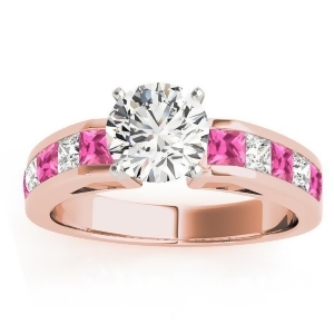 Diamond and Pink Sapphire Accents Engagement Ring 14k Rose Gold 1.00ct - All