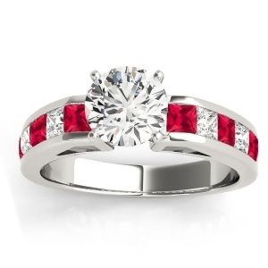 Diamond and Ruby Accented Engagement Ring 14k White Gold 1.00ct - All