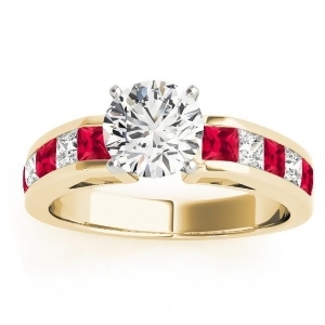 Diamond and Ruby Accented Engagement Ring 14k Yellow Gold 1.00ct - All