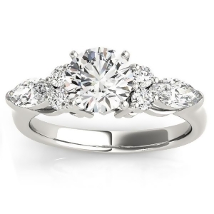 Diamond Marquise Accented Engagement Ring 14k White Gold 0.66ct - All