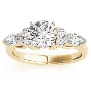 Diamond Marquise Accented Engagement Ring 14k Yellow Gold 0.66ct - All