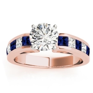 Diamond and Blue Sapphire Accents Engagement Ring 14k Rose Gold 1.00ct - All