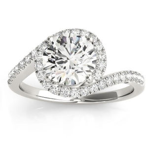 Diamond Halo Accented Engagement Ring Setting 14k White Gold 0.26ct - All