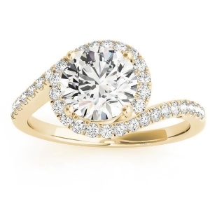 Diamond Halo Accented Engagement Ring Setting 14k Yellow Gold 0.26ct - All