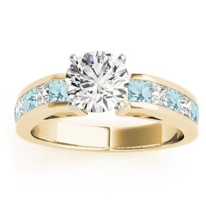 Diamond and Aquamarine Accented Engagement Ring 14k Yellow Gold 1.00ct - All