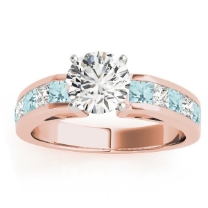 Diamond and Aquamarine Accented Engagement Ring 14k Rose Gold 1.00ct - All