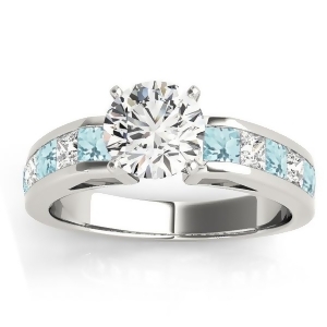 Diamond and Aquamarine Accented Engagement Ring Platinum 1.00ct - All