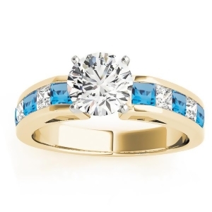 Diamond and Blue Topaz Accented Engagement Ring 14k Yellow Gold 1.00ct - All