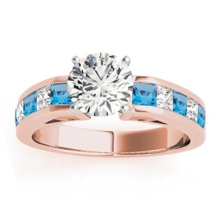 Diamond and Blue Topaz Accented Engagement Ring 14k Rose Gold 1.00ct - All