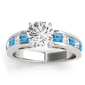 Diamond and Blue Topaz Accented Engagement Ring Palladium 1.00ct - All